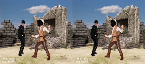 Inigo Montoya and the Man In Black fencing at the Cliffs Of Insanity